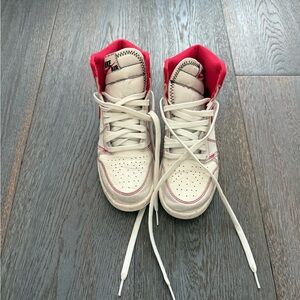 Nike White and Red High-Top Sneakers